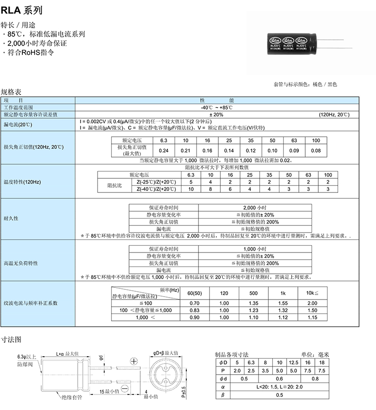 插件电解电容1000uf规格