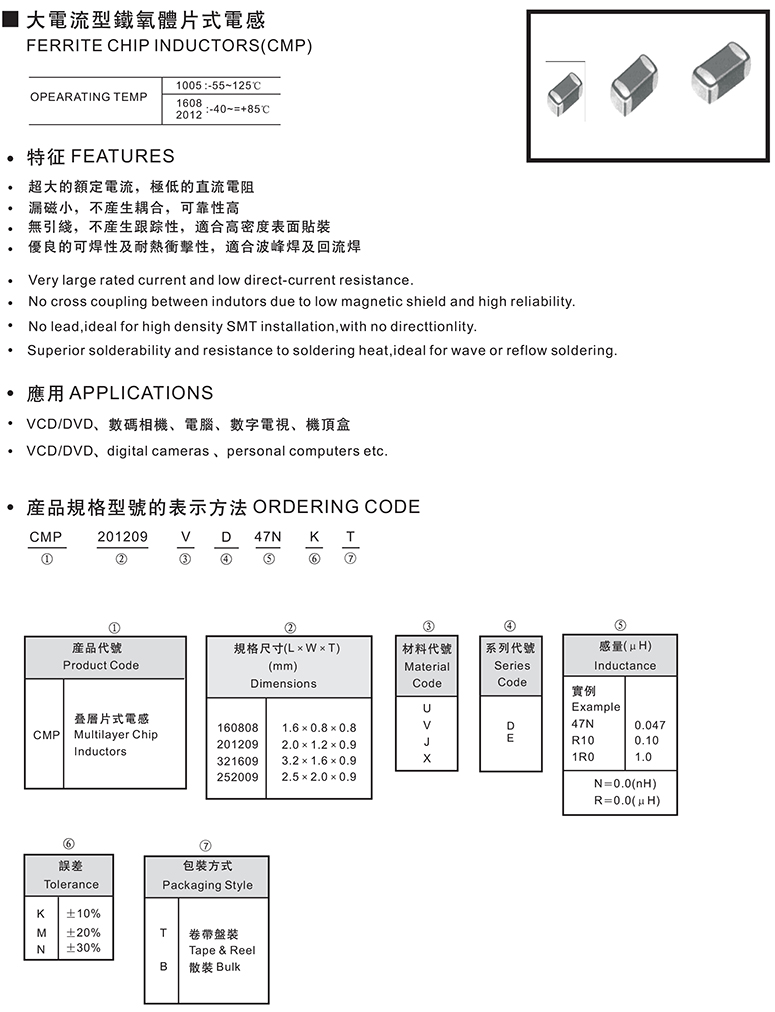 铁氧体叠层电感规格