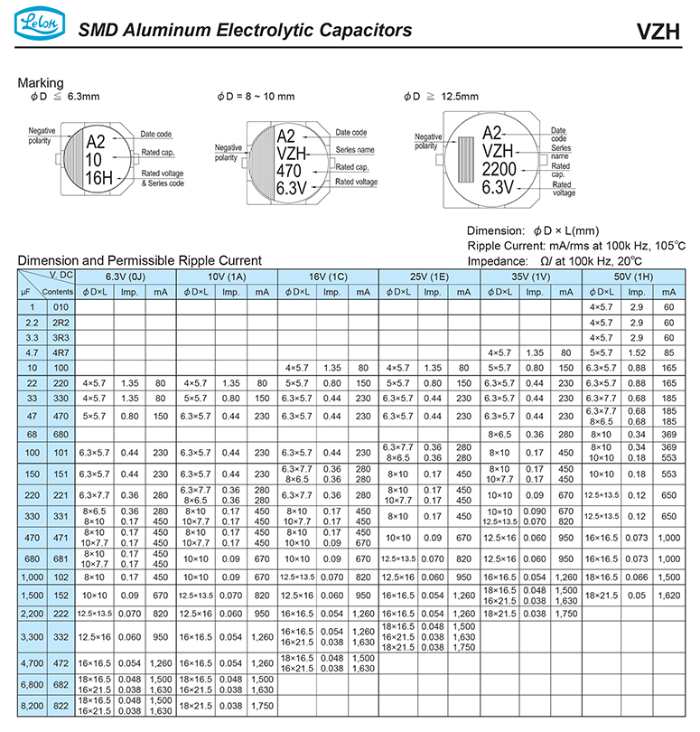 贴片铝电解电容680uF 6.3V参数