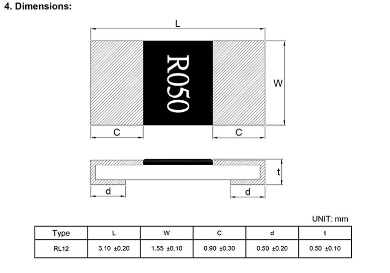 8mR贴片合金电阻封装